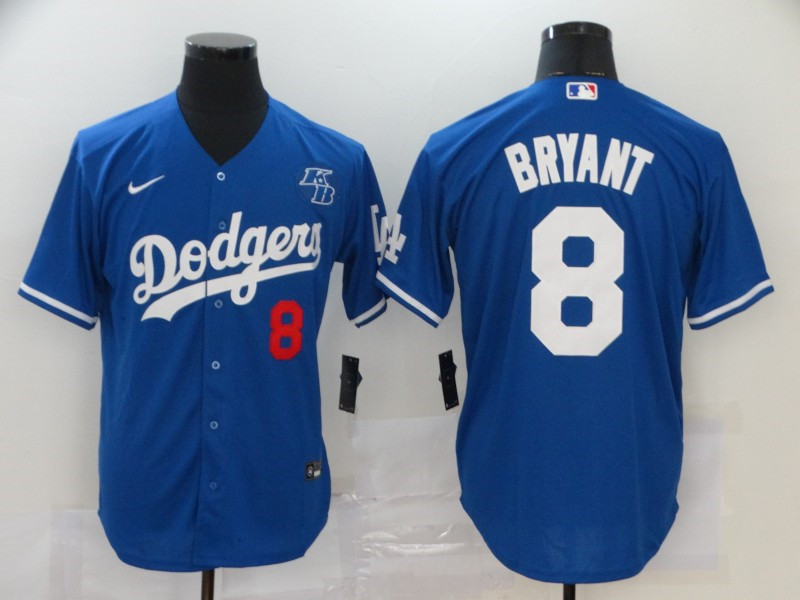Men's Los Angeles Dodgers #8 Kobe Bryant Blue With KB Patch Cool Base Stitched Jersey Men's Los Angeles Dodgers #8 Kobe Bryant Blue With KB Patch Cool Base Stitched Jersey